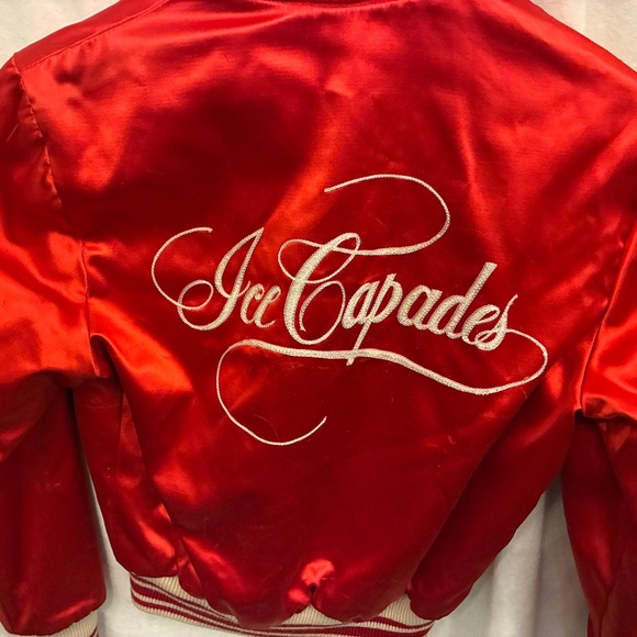Vintage Ice Capades skater’s red + cream reversible satin bomber jacket - small - Picture 1 of 15